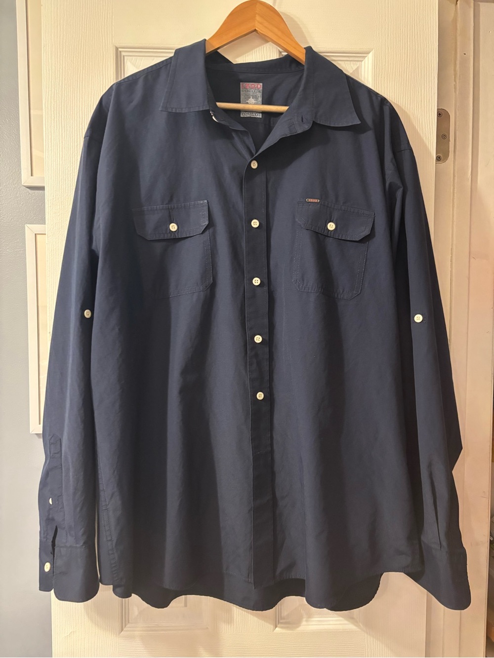 Izod Navy Blue Long-Sleeve Button-Up Shirt